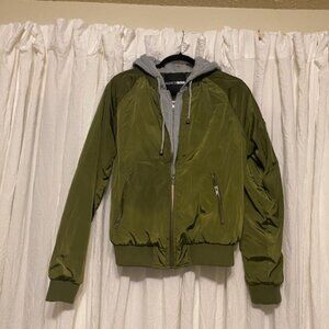 Fashion Nova Like No Other Hoodie Bomber Jacket Olive Size Medium